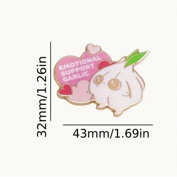 Emotional Support Garlic HARD Enamel Pins 332-1 - Picture 3 of 5